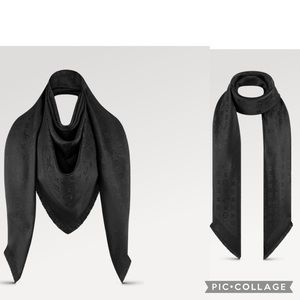 Louis Vuitton Chale Black Monogram Silk + Wool Shawl